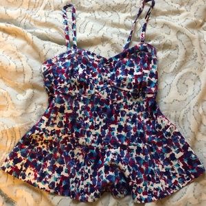 Pink and blue peplum tank